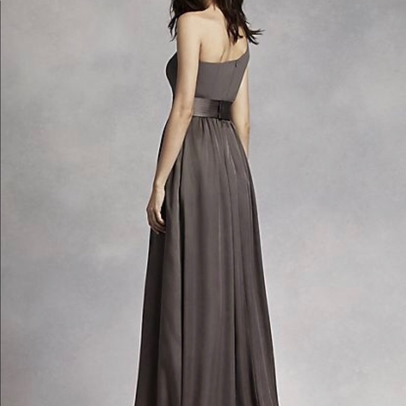One Shoulder Dress with Satin Sash BY VERA WANG - Picture 3 of 4